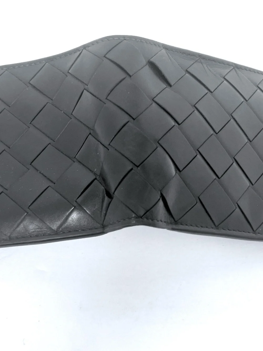 Bottega Veneta Black Intrecciato Woven Leather Bifold Wallet